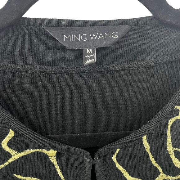 Ming Wang 3/4 Sleeve Floral Embroidered Knit Jacket Womens Medium - Picture 3 of 7